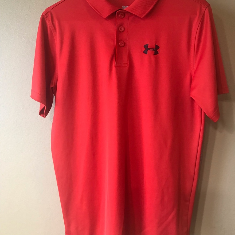 Under Armour youth XL loose Heatgear polo like new bright red